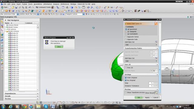 NX car bumper deformation. Add on for siemens NX