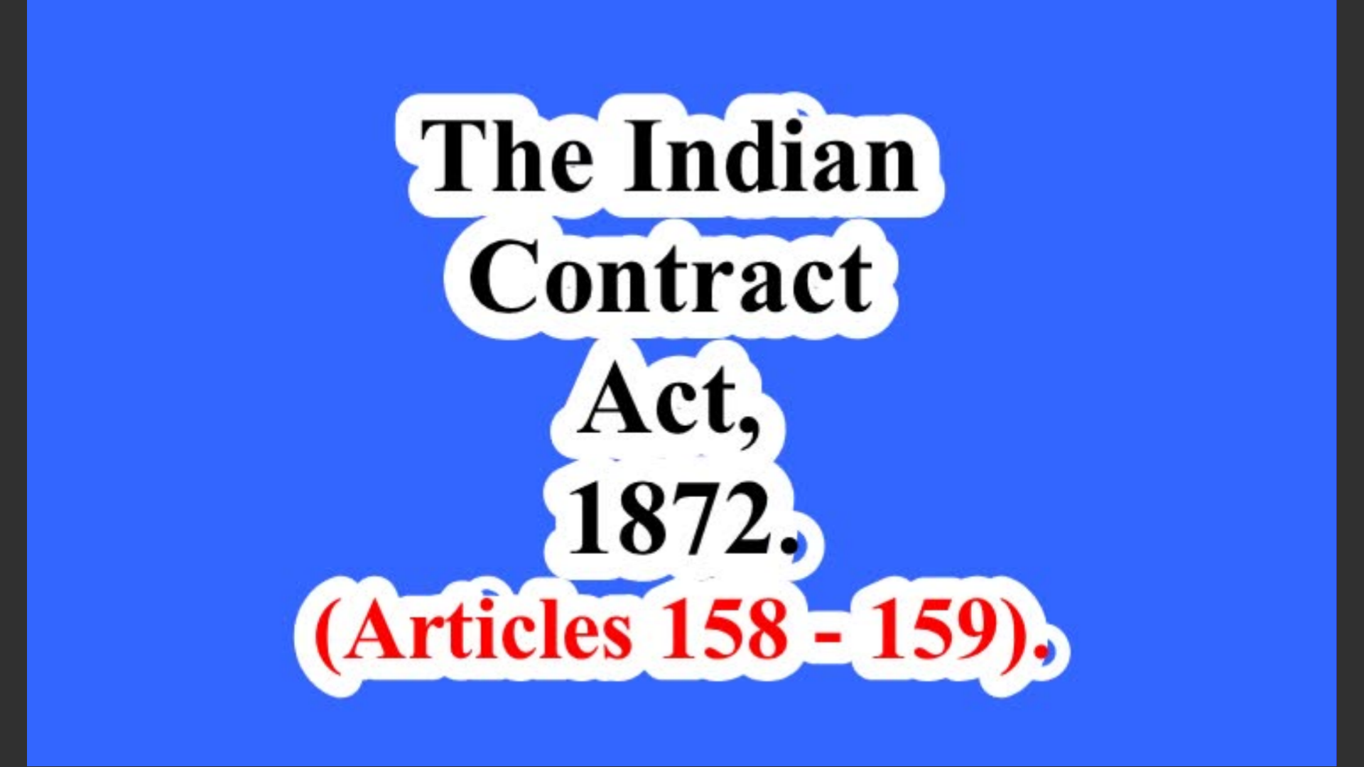 The Indian Contract Act, 1872. (Articles 158 – 159).