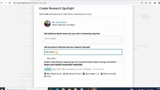 How to create research spotlight in researchgate