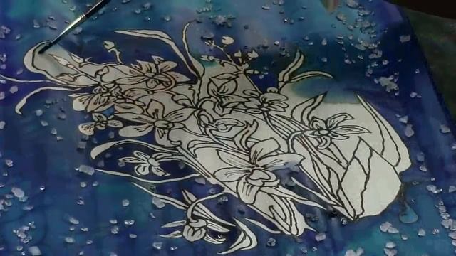 Silk Painting Gabogrecan at Work Cooktown Orchid