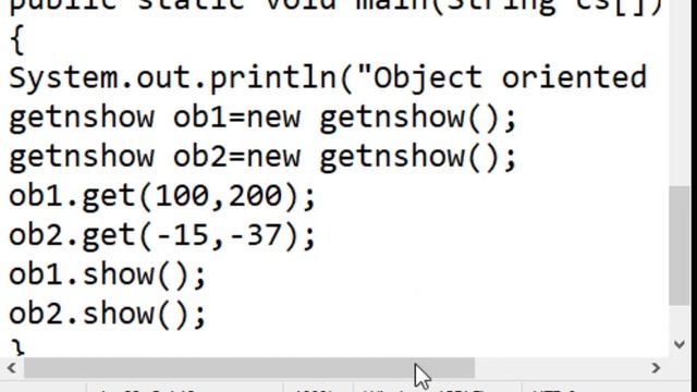 A java program to get and show two numbers with object-oriented methodoop