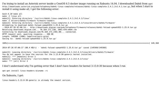 DevOps & SysAdmins: Installing Asterisk inside a CentOS docker image on Xubuntu