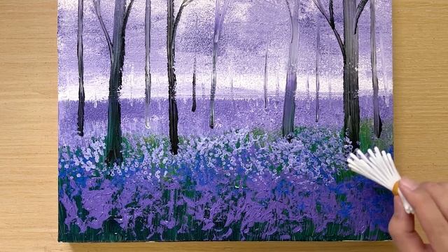 Lavender Flower Forest / Easy Acrylic Painting Technique