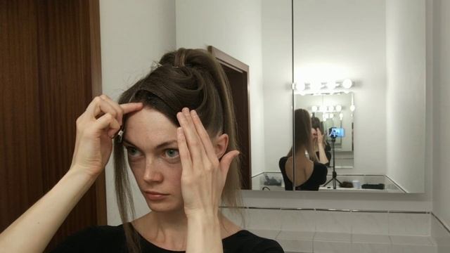 Ballroom Dance Competition Hairstyle with a high bun a layered fringe  rhinestones  DIY Tutorial