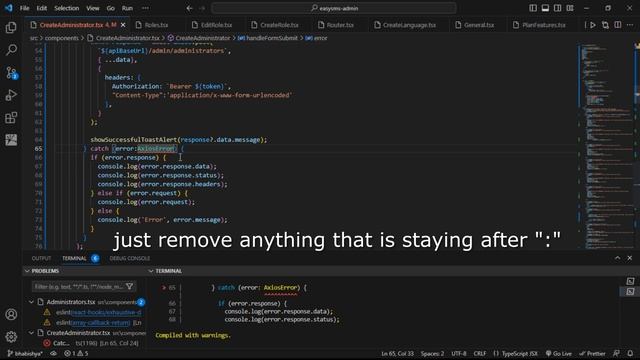 Catch clause variable type annotation must be any or unknown if specified || Typescript React error