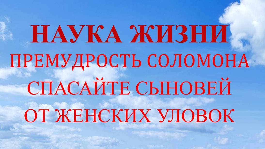 Наука жизни. Спасайте сыновей от женских уловок.