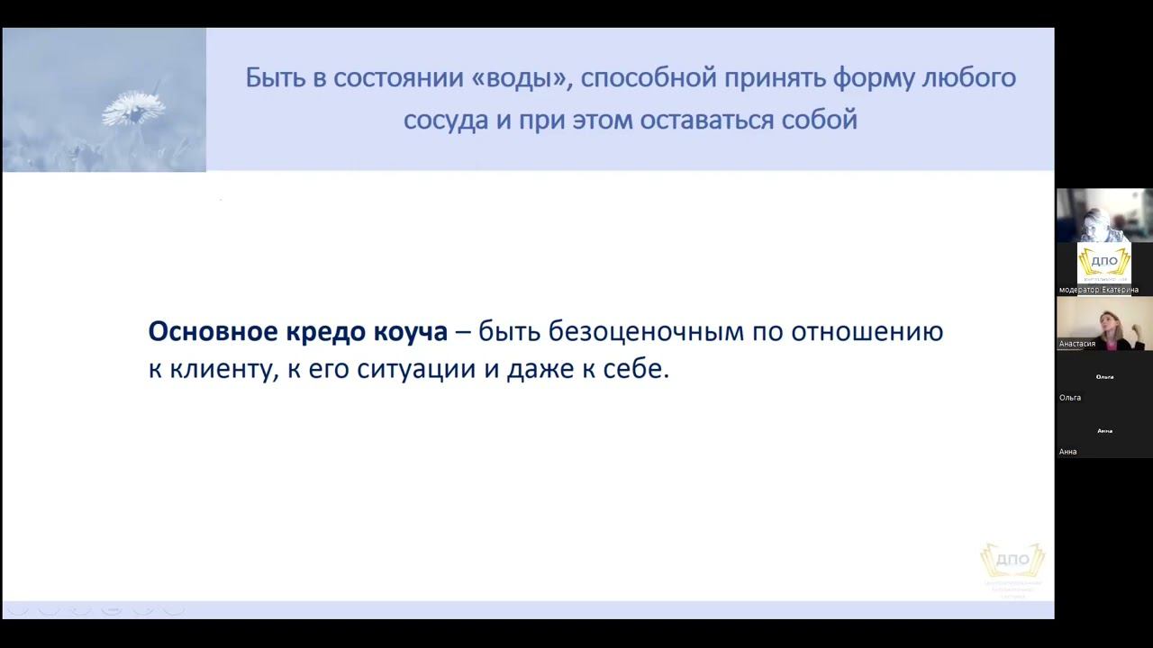 Онлайн-занятие Э.В. Санжаповой по коучинг-технологиям 1-я тема из 1 (3 часть)