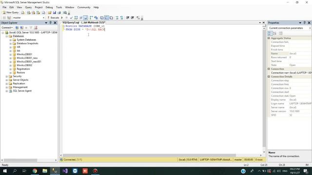 Restore Transact-SQL database in Microsoft SQL Server