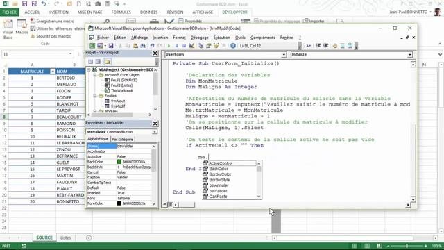 Excel VBA - Gestion dune BDD Module n 3