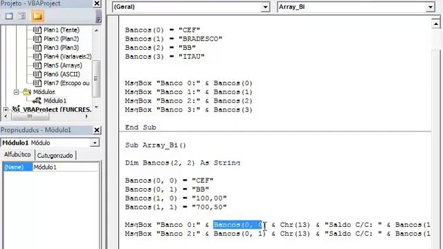 5 4 Exemplo Array e Chr13 e ASCII Curso EXCEL e VBA para Iniciantes, Gratis