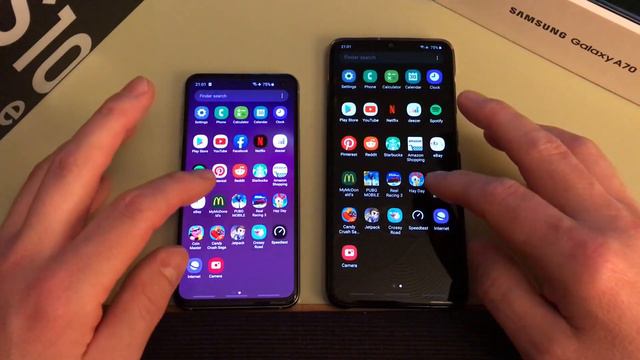 Samsung Galaxy S10e vs Samsung Galaxy A70 speed test and camera