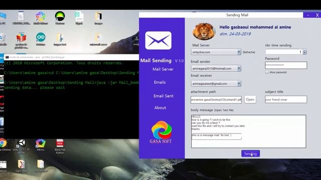 sending email in easy way + mail bombing  attack