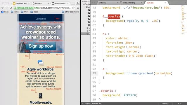 Front-end Web Development: Working from professional mockups, cont'd