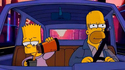 Барт и Гомер Симпсоны Чилят в Машине | Bart & Homer Simpsons Chill Drive - Живые Обои