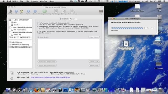 Mac OS X convert DMG to USB install