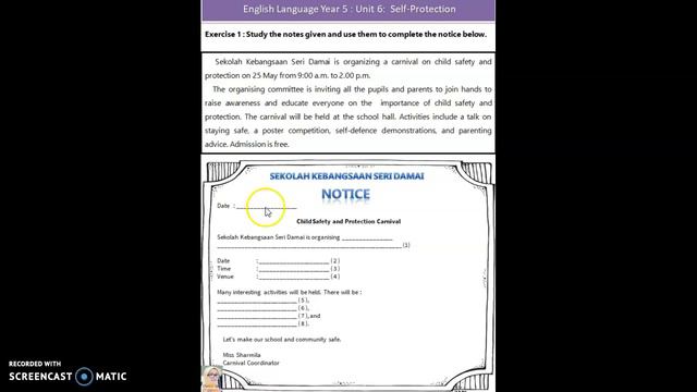 Year 5 Unit 6 Self Protection Writing