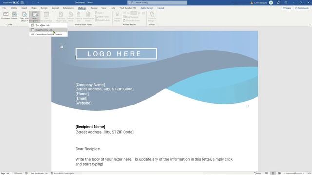 Word and Excel - Mail Merge -Fill out forms easy