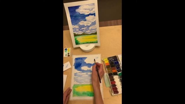"Солнечный пейзаж" Акварель