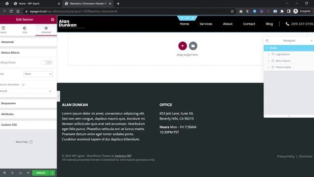 How to change the Sticky Header background color on scroll without CSS in Elementor