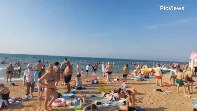 Анапа Витязево сегодня 21 июня 2024. Какая обстановка на пляже, море погода сейчас. Толпы людей