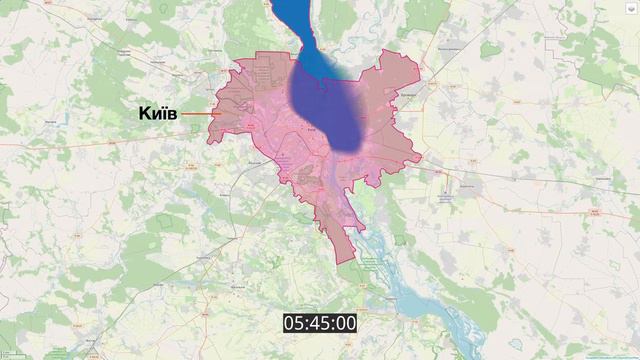 Анимация ЗАТОПЛЕНИЯ КИЕВА при подрыве дамбы Киевской ГЭС на карте