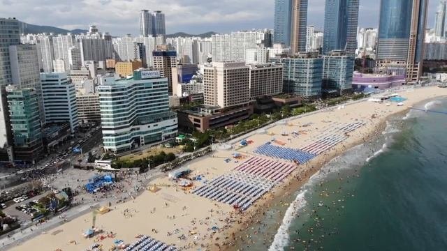 Пусан Южная Корея  Отдых туризм пляжи путешествие море обзор  Видео 4к дрон  Город Пусан