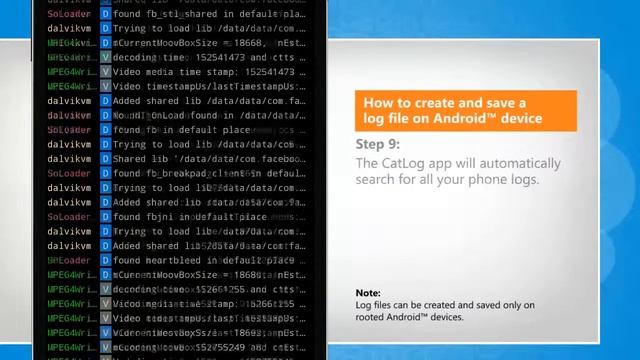 How to create and save a log file on Android™ device on LG L9
