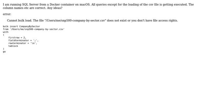 (macOS/Docker) "Cannot bulk load. The file path does not exist
