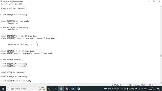 Numeric and Math functions in ORACLE-ORACLE 19C SQL  PLSQL Full Course in Telugu-Lesson-17
