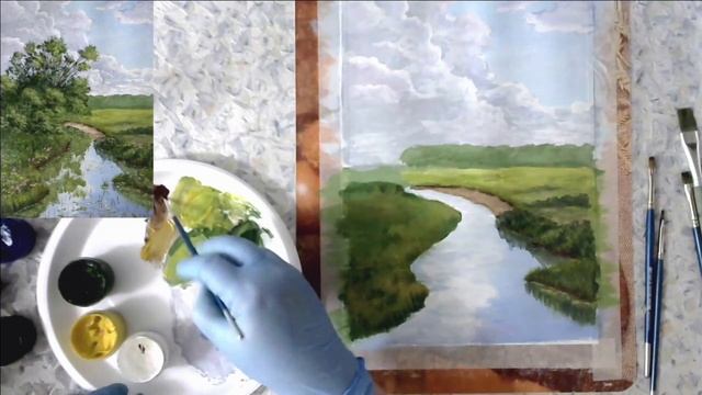 Художники от слова ХОРОШО! Летний день. Гуашь. Painting for beginners. A summer day. Gouache.