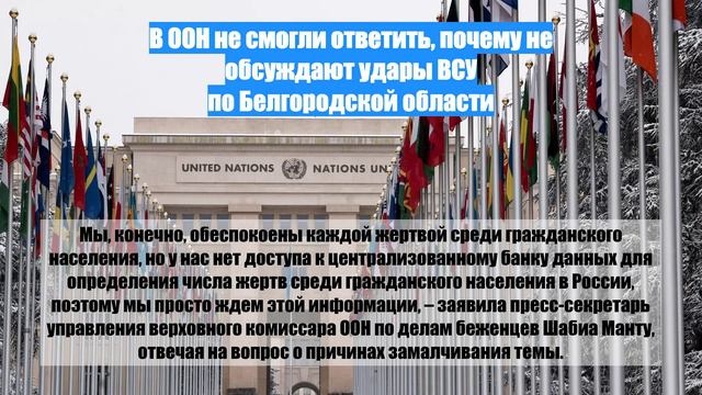 В ООН не смогли ответить, почему не обсуждают удары ВСУ по Белгородской области