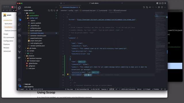 Rush auto-installer with commit conventions