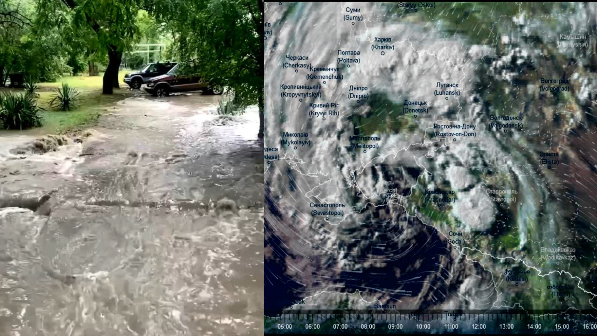 Буйство циклона на юге России. Вид со спутника 15.06.2024