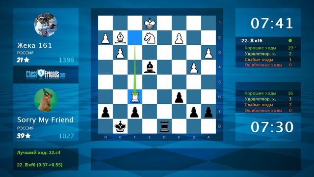 Анализ шахматной партии: Жека 161 - Sorry My Friend, 1-0 (по ChessFriends.com)