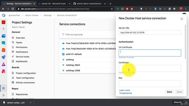 003 Adding Service Connection to a Docker Host