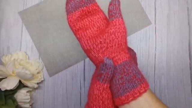Вязаные Женские Варежки с косой ?Видео Обзор