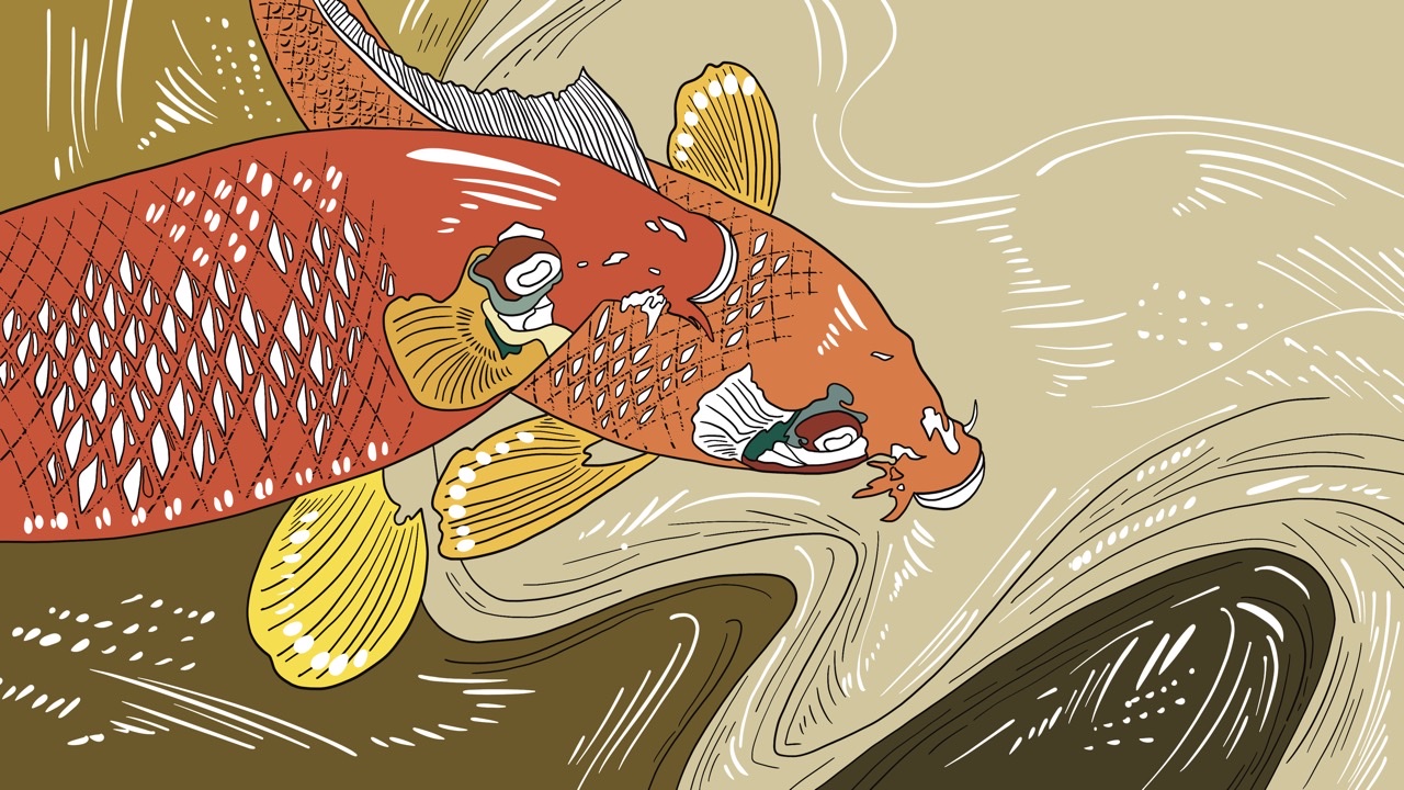 Рисую красных рыб — новое прочтение классического сюжета ? Процесс рисования! Таймлайн ⏰