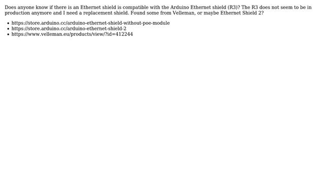 Arduino: Ethernet shield compatibility