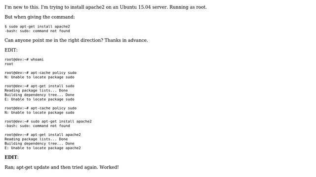 sudo: command not found