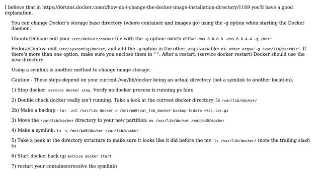 Change data directory of Docker 4 Solutions!!