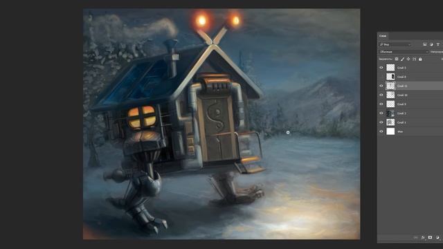 Как нарисовать футуристическую избушку (Digital Painting / Photoshop)