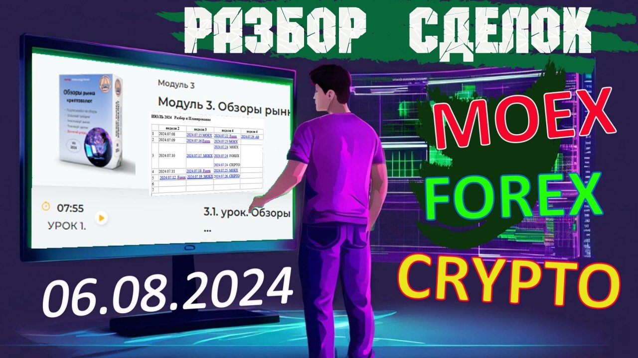 2024.08.06 Разбор-обзор сделок по CRYPTO, MOEX, FOREX