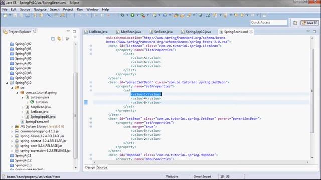 Spring Tutorial 14 - Bean Definition Inheritance for Java Collections
