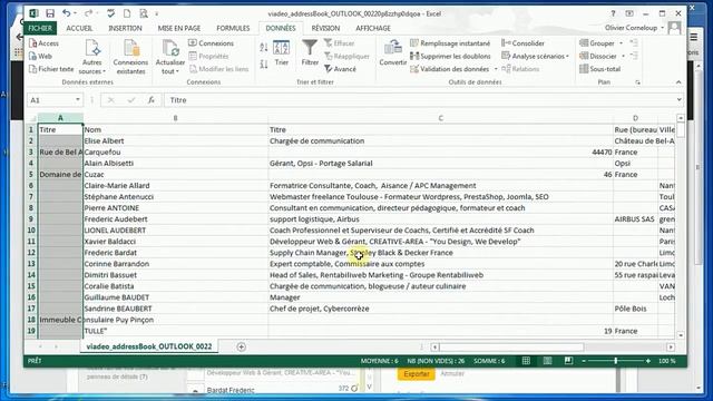Exporter vos contacts Viadeo sur Excel