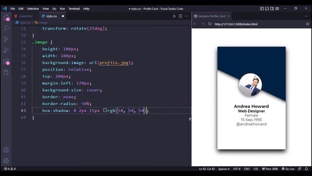 Creative Profile Card UI Design using Html & CSS | Profile Page Design | Profile Card Html CSS