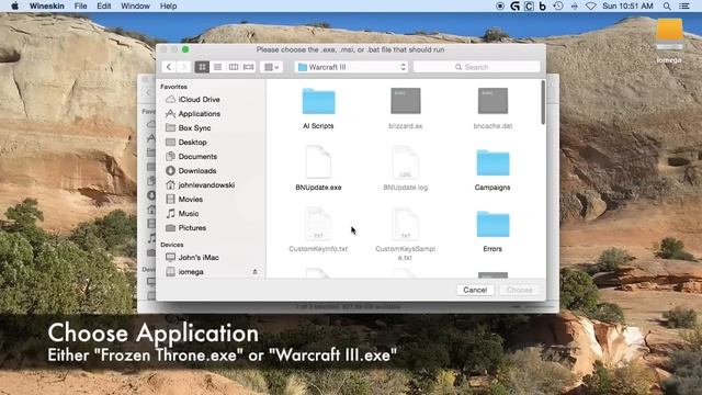 Warcraft III: The Frozen Throne on Mac OS X Yosemite with Wineskin