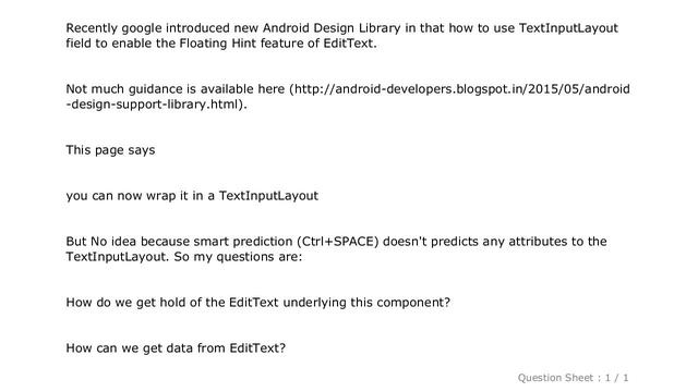 Android : How to use TextInputLayout in new android design library