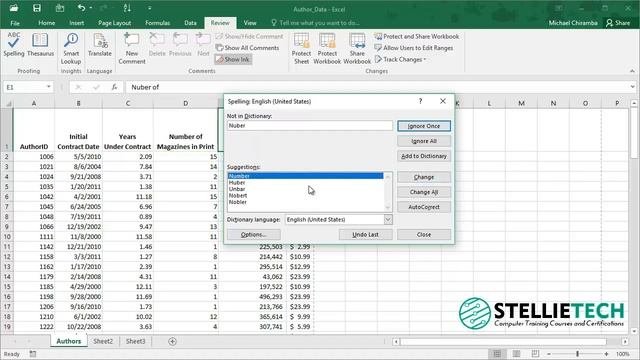 Excel 2016 Tip6 - Using the Spell Checker feature
