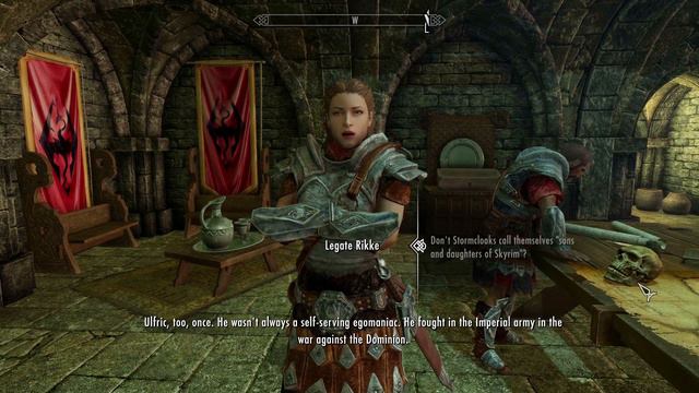 Legate Rikke is telling why she fights for the Empire. Skyrim Anniversary Edition