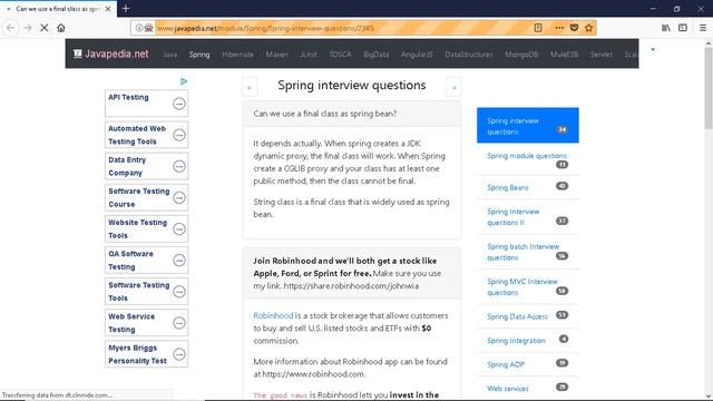 Can we use a final class as spring bean?
| javapedia.net